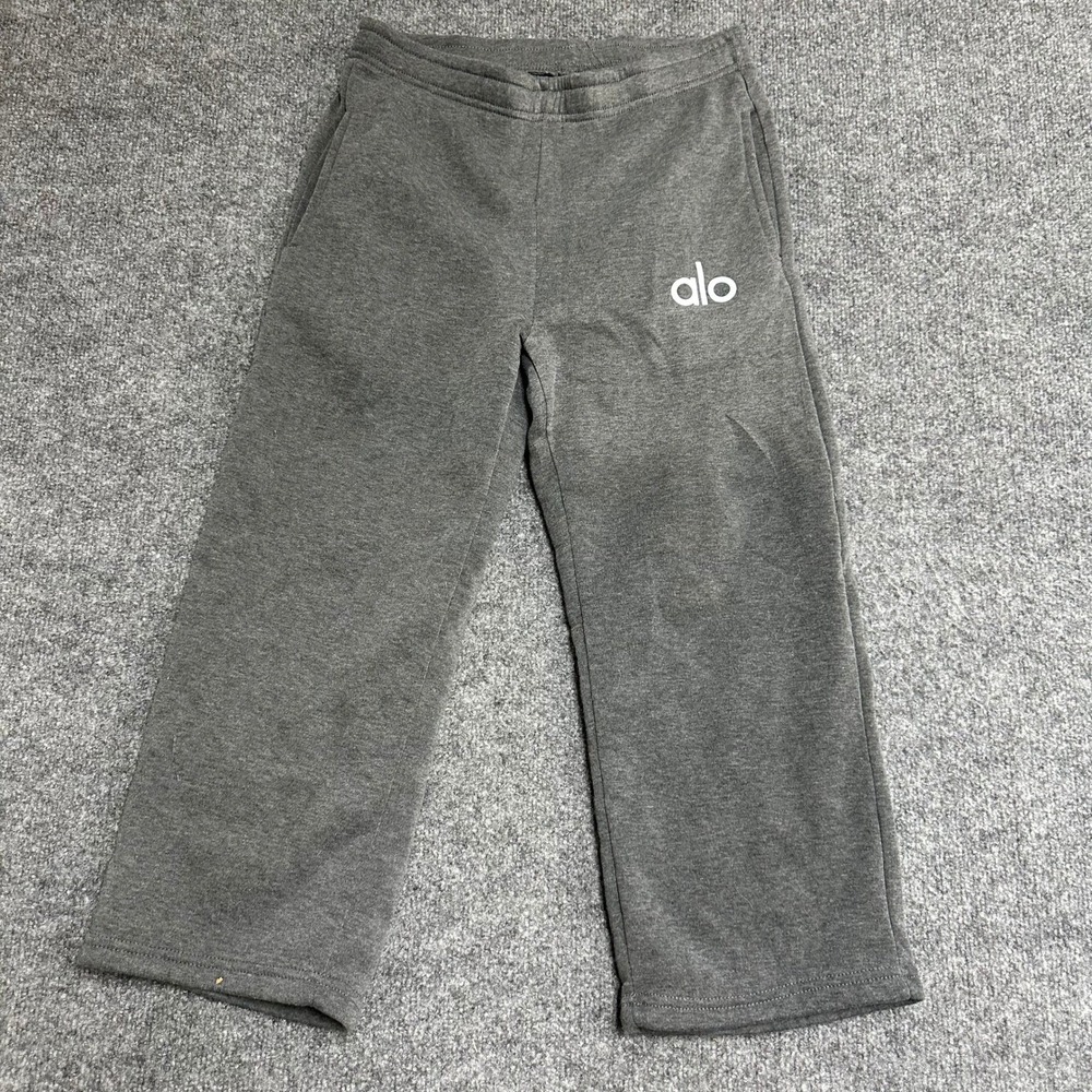 Alo Yoga Sweatpants Womens Size S Grey Wide Leg Fleece Lounge Athleisure Yoga